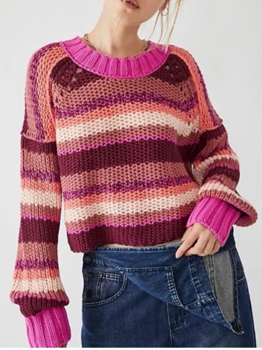 Free People Devon boxy cropped sweater xs